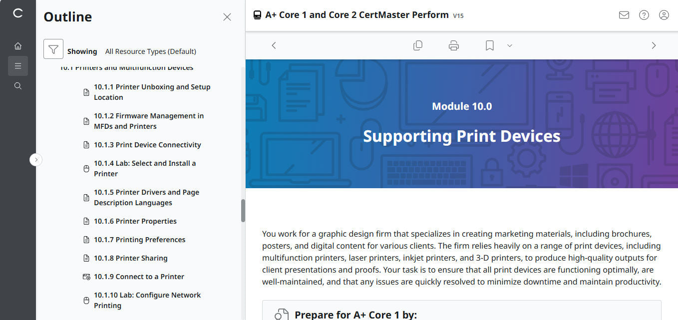 🛒CompTIA A+ Core 1 & Core 2 (V15) – CertMaster Perform (Truy Cập 4 Tháng, Tài Liệu Học Tập Chính Thức)