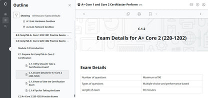 🛒CompTIA A+ Core 1 & Core 2 (V15) – CertMaster Perform (Truy Cập 4 Tháng, Tài Liệu Học Tập Chính Thức)